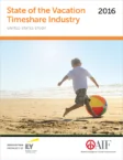 Cover of the 2016 State of the Vacation Timeshare Industry report with a child playing with a beach ball on a sandy shore.