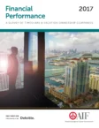 Cover of a report titled "Financial Performance 2017: A Survey of Timeshare & Vacation Ownership Companies" featuring a city and marina view from a window. Prepared by Deloitte for ARDA International Foundation.